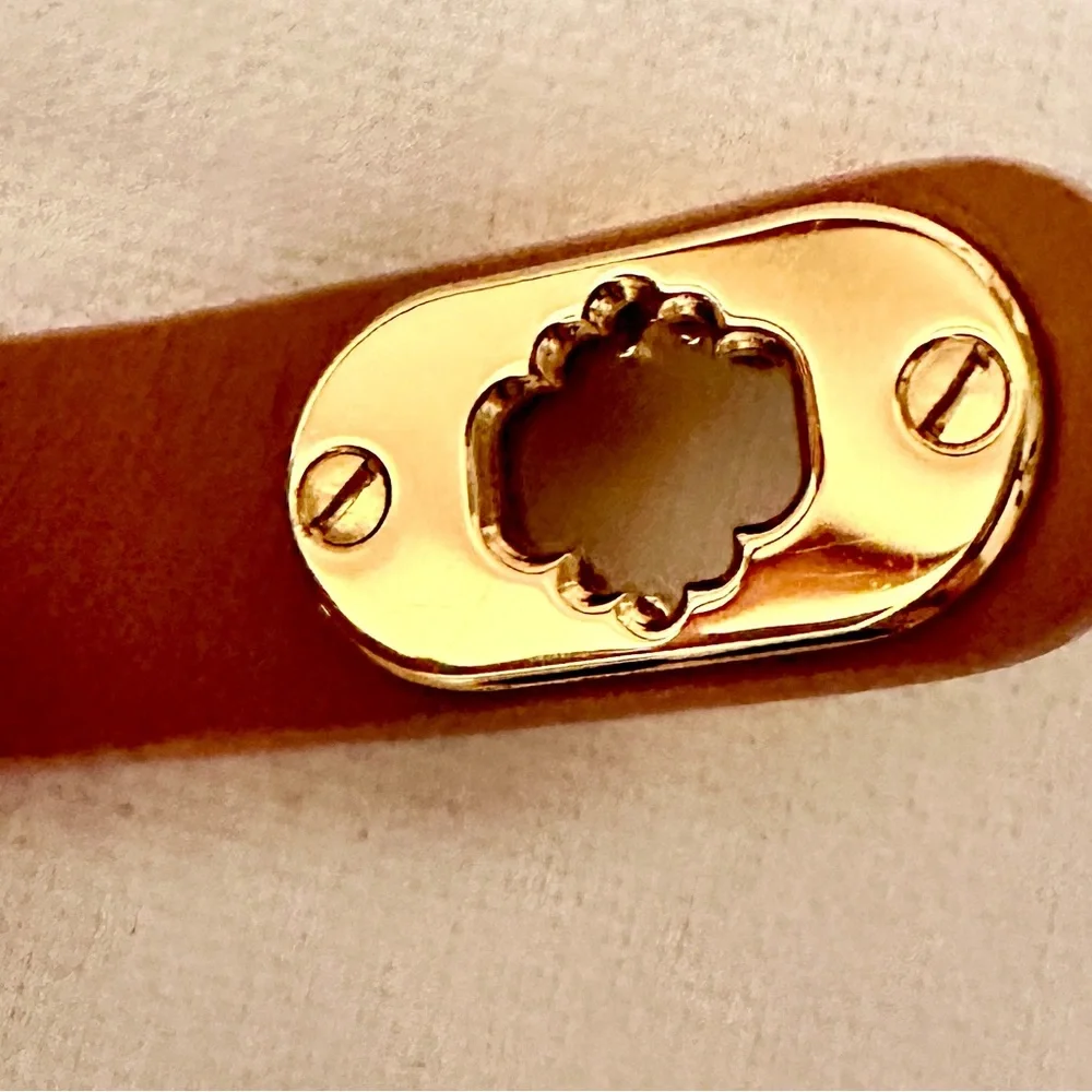 NEW CHRISTIAN DIOR BRACELET Montaigne Rose Leather Double Wrap w/ Gold Turnlock - Picture 7 of 7